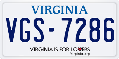 VA license plate VGS7286