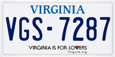 VA license plate VGS7287