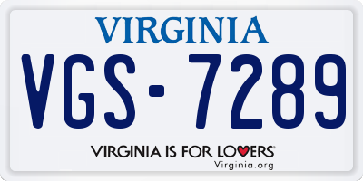 VA license plate VGS7289