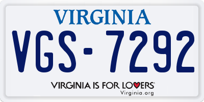 VA license plate VGS7292