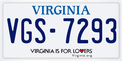 VA license plate VGS7293