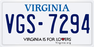 VA license plate VGS7294