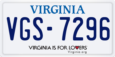 VA license plate VGS7296