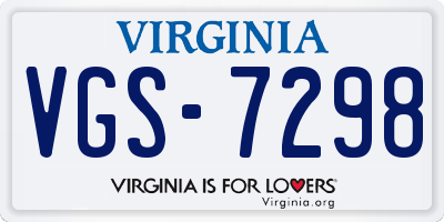 VA license plate VGS7298