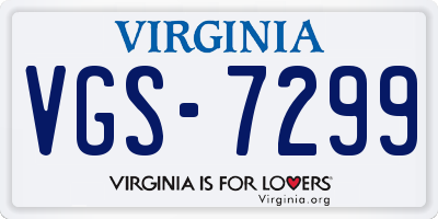VA license plate VGS7299