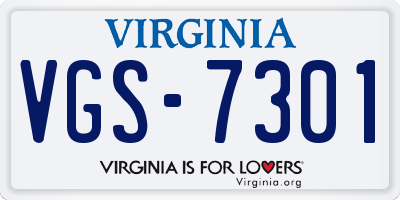 VA license plate VGS7301
