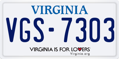 VA license plate VGS7303