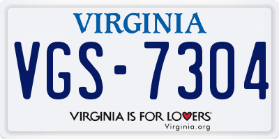 VA license plate VGS7304