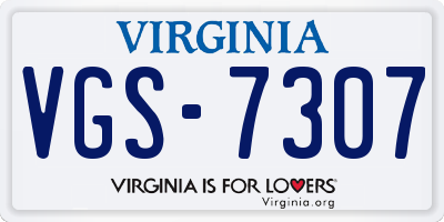 VA license plate VGS7307