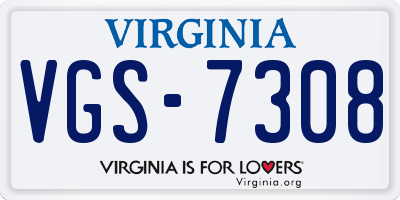 VA license plate VGS7308