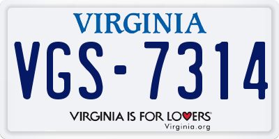 VA license plate VGS7314