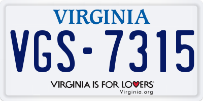 VA license plate VGS7315