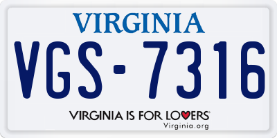 VA license plate VGS7316