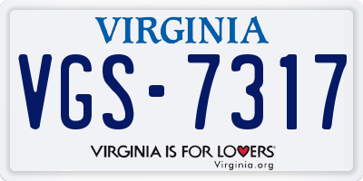 VA license plate VGS7317