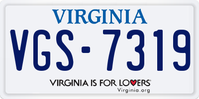 VA license plate VGS7319
