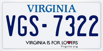 VA license plate VGS7322