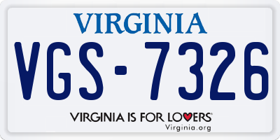 VA license plate VGS7326