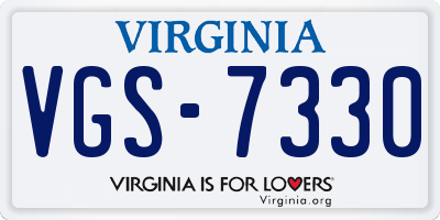 VA license plate VGS7330