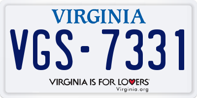 VA license plate VGS7331