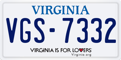 VA license plate VGS7332