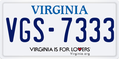VA license plate VGS7333