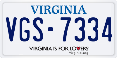 VA license plate VGS7334