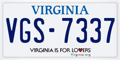 VA license plate VGS7337