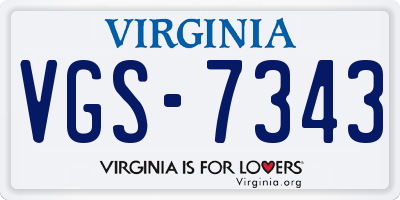 VA license plate VGS7343