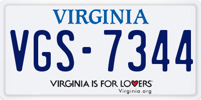 VA license plate VGS7344