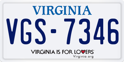 VA license plate VGS7346