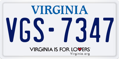 VA license plate VGS7347