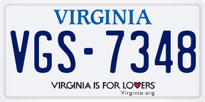 VA license plate VGS7348