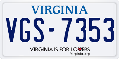 VA license plate VGS7353