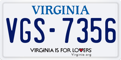 VA license plate VGS7356