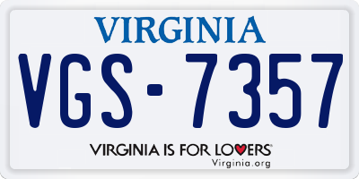VA license plate VGS7357