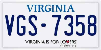 VA license plate VGS7358