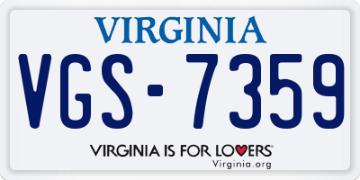VA license plate VGS7359