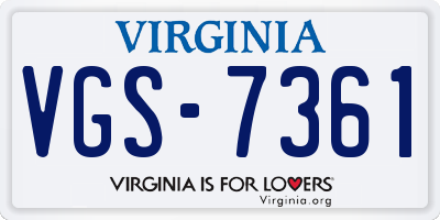 VA license plate VGS7361