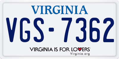 VA license plate VGS7362