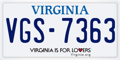VA license plate VGS7363