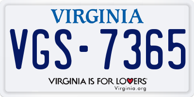 VA license plate VGS7365