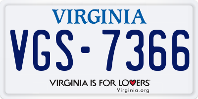 VA license plate VGS7366