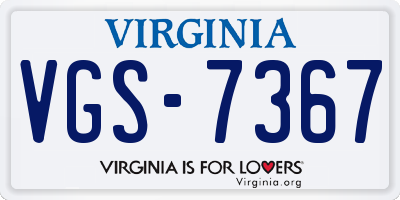 VA license plate VGS7367