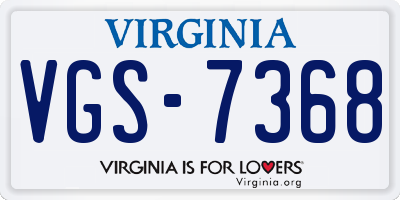 VA license plate VGS7368