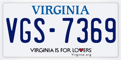VA license plate VGS7369