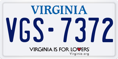 VA license plate VGS7372