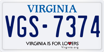 VA license plate VGS7374