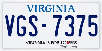 VA license plate VGS7375