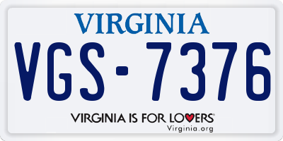 VA license plate VGS7376