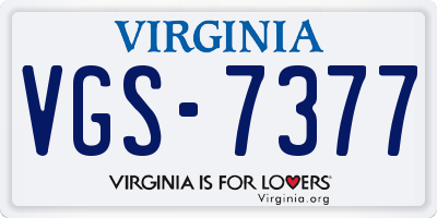 VA license plate VGS7377